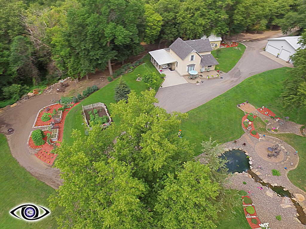 Aerial Photography Landscaped Home